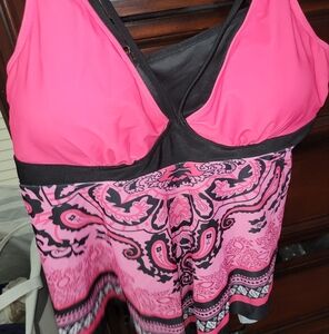 Pink and Black Paisley Swimsuit